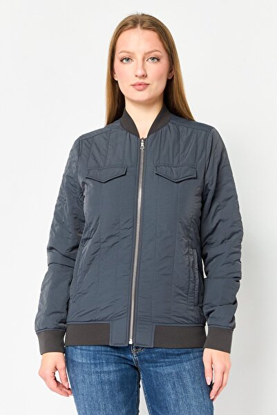 Lacoste Women Plain Bomber Jacket, Grey