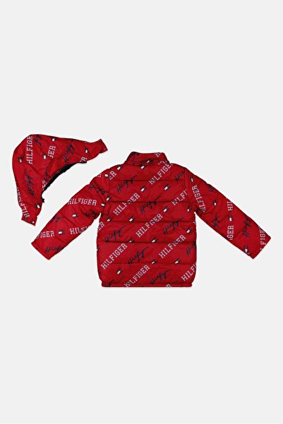 Tommy Hilfiger Kids Boy Allover Print Puffer Jacket, Red Combo
