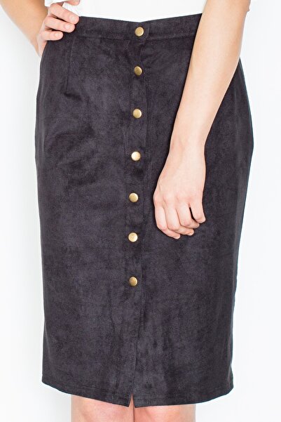 Figl Suede skirt with buttons, black, M453, size S