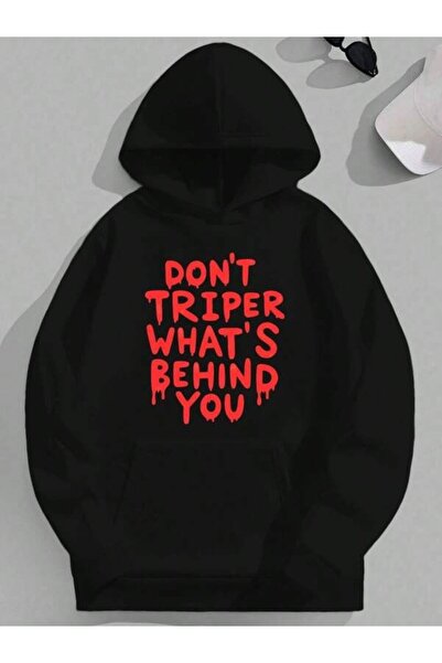 Soothing Space كتابات ذات طابع رعب مطبوع سويت شيرت للجنسين بغطاء رأس