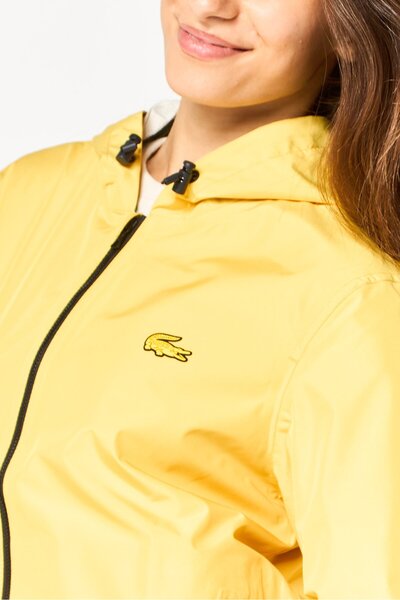 Lacoste Women Brand Logo Hooded Widbreaker Jacket, Dark Yellow