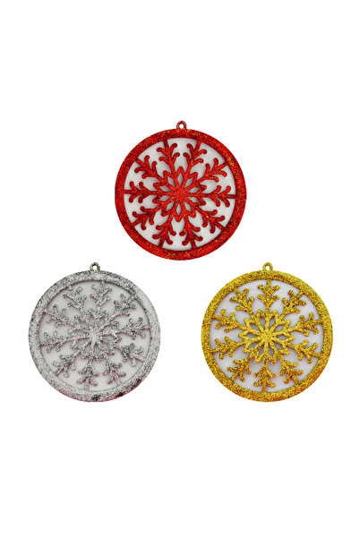 BEST PARTİ Στολίδι Χριστουγεννιάτικου Δέντρου 3 τεμαχίων 10 εκ. Ασημένια νιφάδα χιονιού