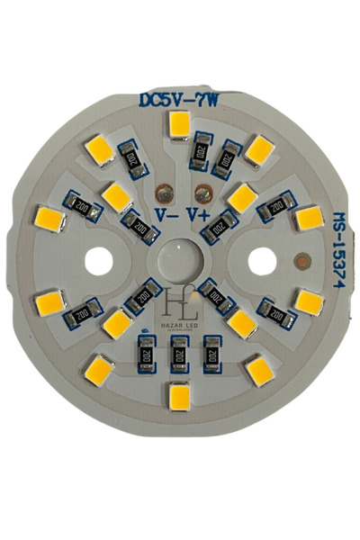 Hazar Led 5 Volt 7 Watt SMD 2835 Ledli Hazır Projektör Ledi Gün Işığı Yuvarla...