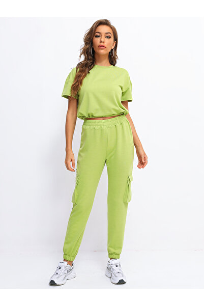 FridayIn Female Street style Round neck Solid color Loose Pants suit