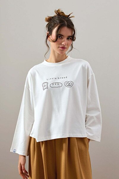 Ceylan Otantik Ecru Little Bread Printed Basic Body