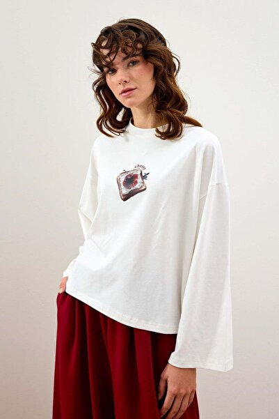 Ceylan Otantik Ecru Jam Printed Basic Body