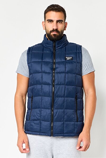 Reebok Men Sportswear Fit Sleeveless Outdoor Puffer vest Jacket, Navy Blue