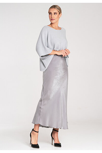Figl Satin midi skirt - Gray skirt M1084 Size S/M