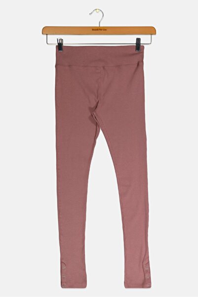 Bixby Nomad Kids Girl Ribbed Ankle Detail Leggings, Mauve