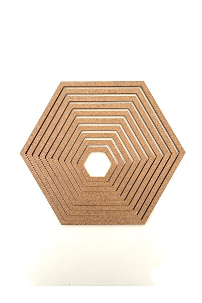 DEKOLOBİ Altıgen Kasnak 10 lu Ahşap 6 Kenarlı 6 mm Makrome Düş Kapanı