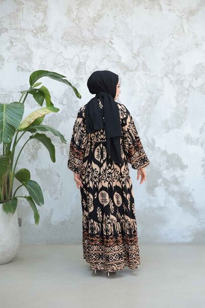 N.S NEVA STYLE Patterned Black Hijab Dress 30025S