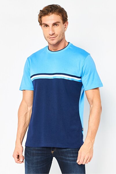 Chaps تي شيرت رجالي برقبة دائرية وأكمام قصيرة بلونين، متعدد الألوان