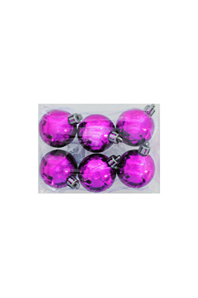 BEST PARTİ 6-Piece 4 cm Fuchsia Christmas Tree Decoration Ball