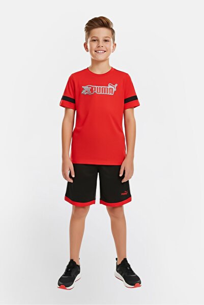 Puma Kids Boy 2 Pieces Short Sleeve T-Shirt And Shorts Set, Multicolor