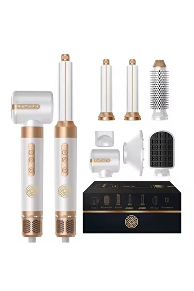 POKKO AIRGLOW Professional Hair Dryer 7-in-1, 110000 rpm, White-Gold