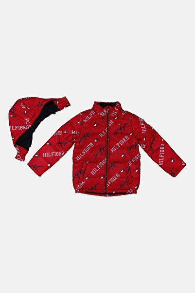 Tommy Hilfiger Kids Boy Allover Print Puffer Jacket, Red Combo