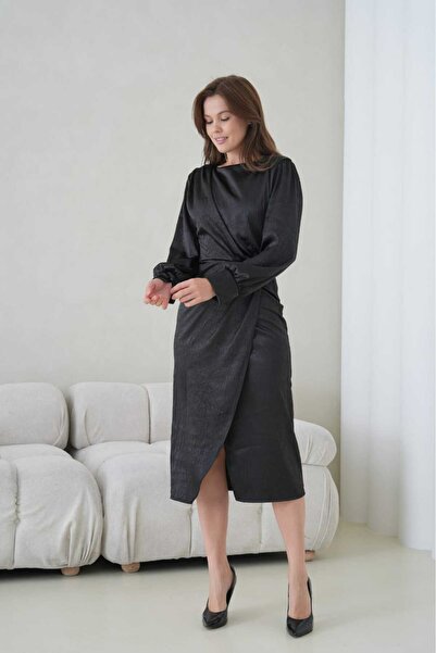 CİXAPLE Double-breasted Satin Dress