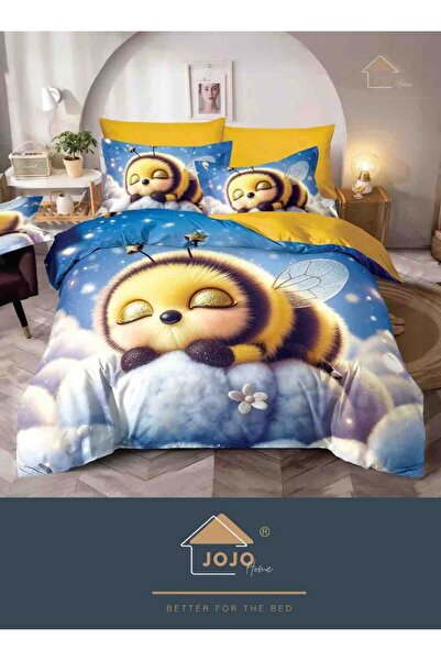 JOJO HOME Bed Linen, 5D Print, Double Bed, Fitted Sheet