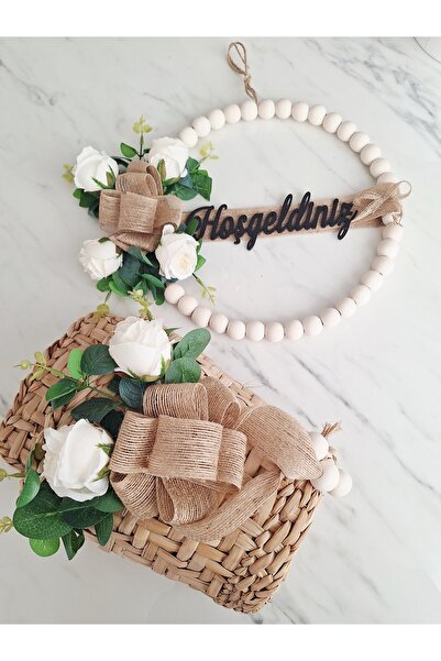 Yakamoz Style Door Wreath and Newspaper Holder Set of 2