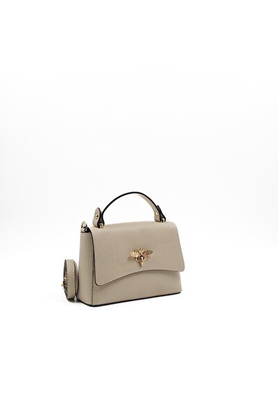 Posete Fagaras Kirsti Leather Purse - Beige, Casual Bag Made of Genuine Leath...