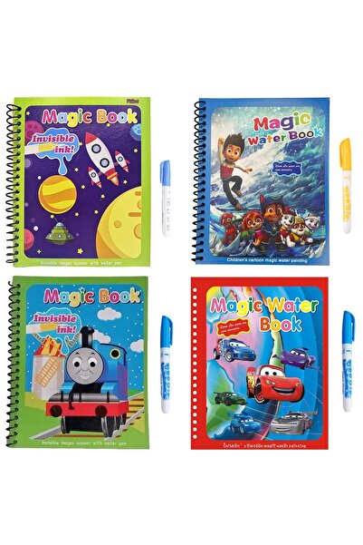 Pitikot Set 4 Carti de Colorat cu Apa Magic Book, Racheta, Paw patrol, Thomas...