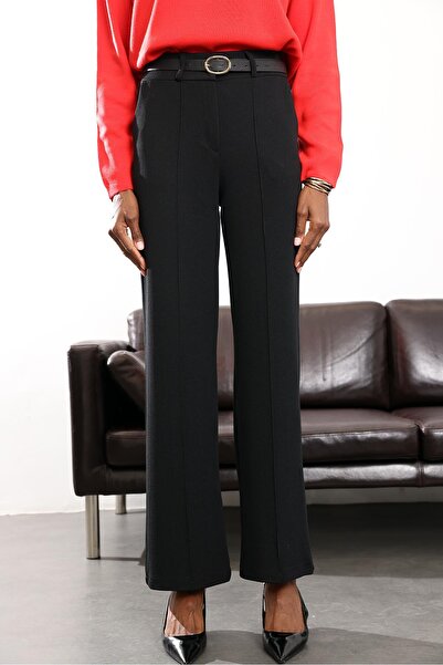 5in1Canpolat Black Front Çimalı Palazzo Pants 257032