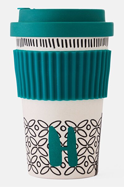 Kitchen Craft Bamboo Letter H Re-usable Travel Mug 410ml, Multicolor