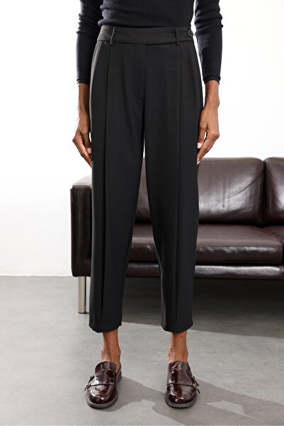 5in1Canpolat Black Pleated Detailed Carrot Pants 60