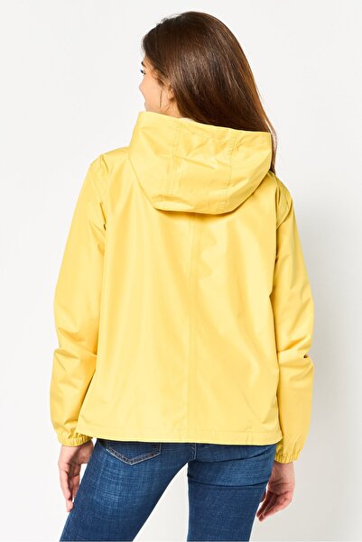 Lacoste Women Brand Logo Hooded Widbreaker Jacket, Dark Yellow