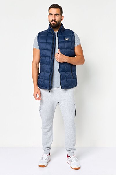 Reebok Men Sportswear Fit Sleeveless Outdoor Puffer vest Jacket, Navy Blue