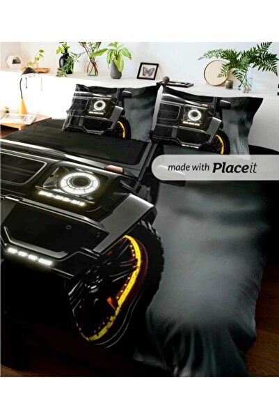 Elmas Dizayn 240X260 cm Luxury Double Bedding Set Hypoallergenic Cotton Satin Black G63 Case