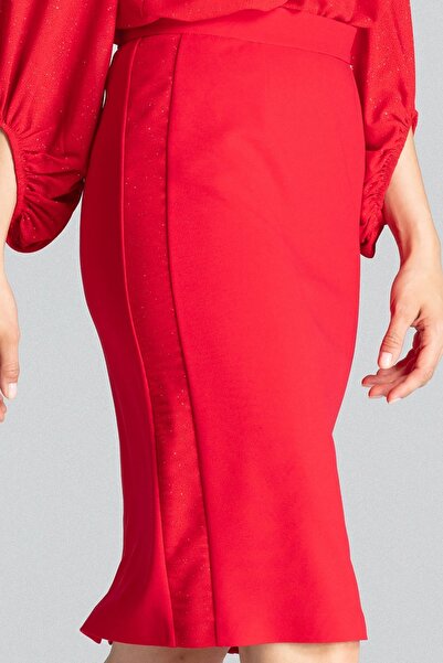 Figl Elegant red pencil skirt, fitted, M688, size S