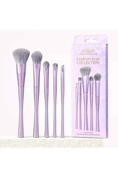 Jessup مجموعة فرش المكياج الأساسية الفاخرة باللون الأرجواني، 5 قطع T515