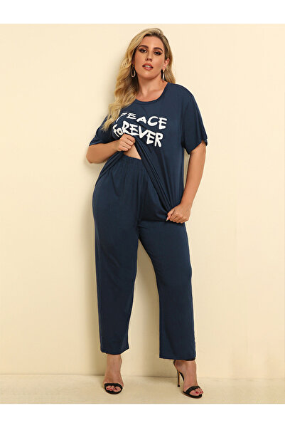 FridayIn Casual Round neck Printing Regular sleeve Plus Size Suits