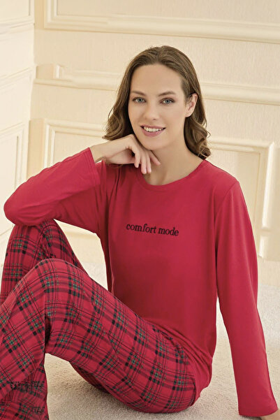 REMSA Women's Milan Fabric Pajama Set 50902-2759 Red
