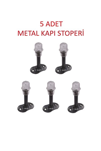 5 Adet Kapı Arkası Stoperi Siyah 8 cm (METAL)