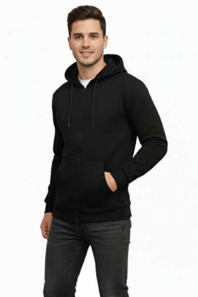 DYNAMO Men's Large Size Hooded Zippered Sweatshirt 6549 Bgl-St05012