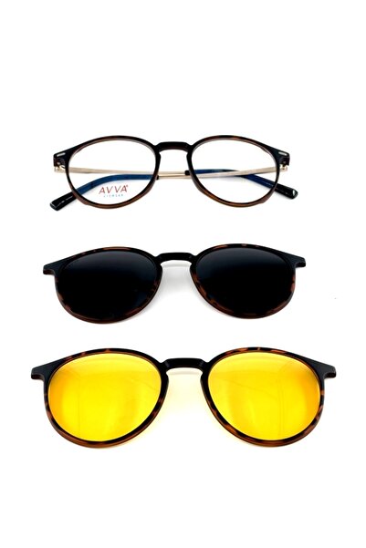 Avva S2120 C2 49-20-145 Unisex Sunglasses with Clip-On and Anti-Glare