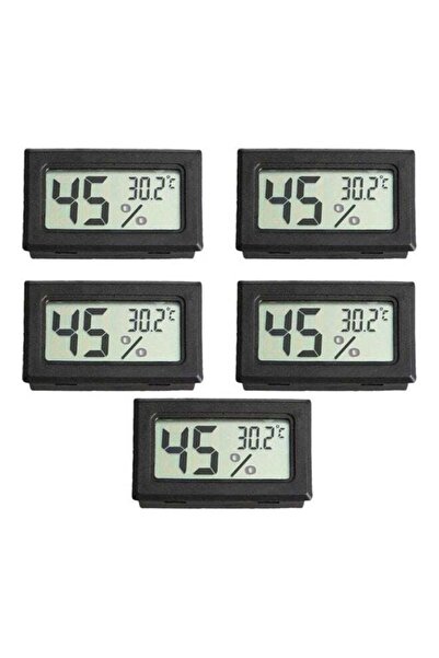 Generic 5-Piece Digital LCD Temperature And Humidity Meter Set Black