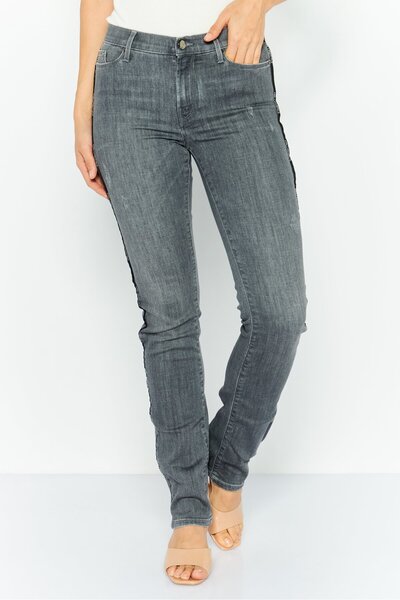 Karl Lagerfeld Women Regular Fit Ripped Stretchable Denim Jeans, Grey