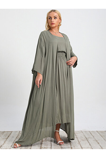 FridayIn Celebrity style Square collar Solid color Splicing Regular sleeve Plus Size Suits