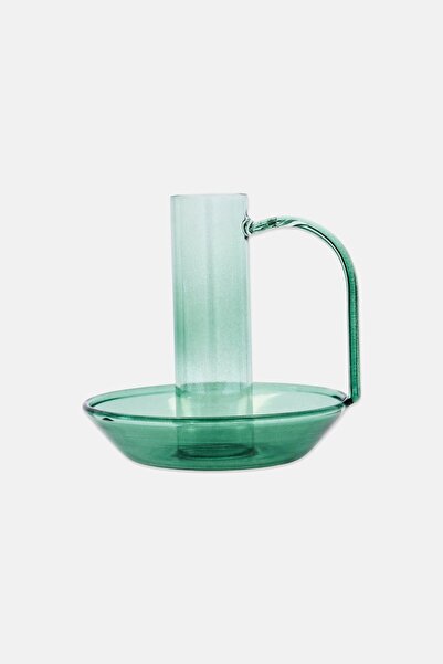 Muy Mucho Borosilicate Glass Candle Stick Holder, Transparent Green