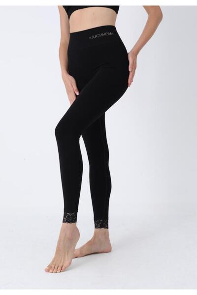 TOSKI Γυναικείο καλσόν με λάστιχο, με Δαντέλα στο στρίφωμα, μαύρο χρώμα