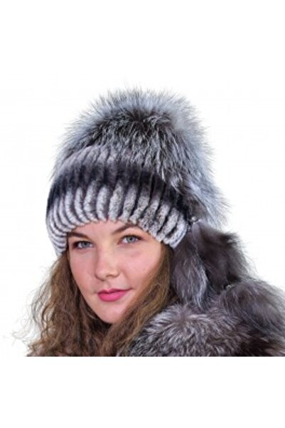 PFA CIOCARLAN ELENA Căciulă din blană Rex-chincila cu vulpe polară cusută pe ...