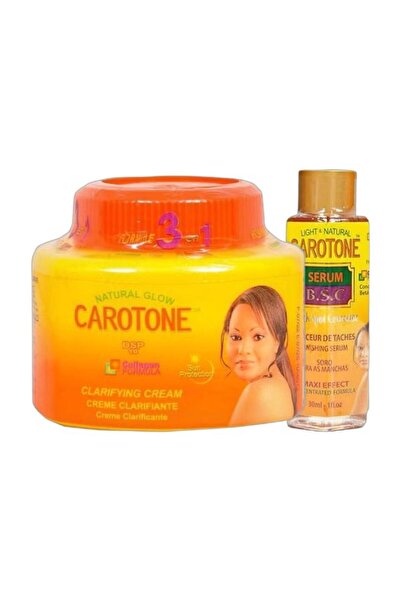 Carotone كريم طبيعي لتفتيح البشرة 300 مل مع سيروم لتصحيح البقع السوداء 30 مل