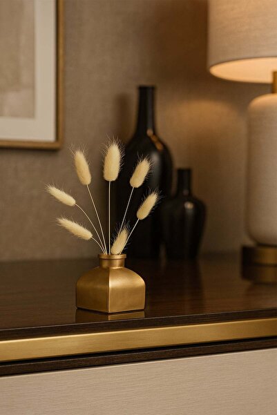 Otaera Gold Cube Vase - Minimalist Living Room and Office Decoration, for Flo...