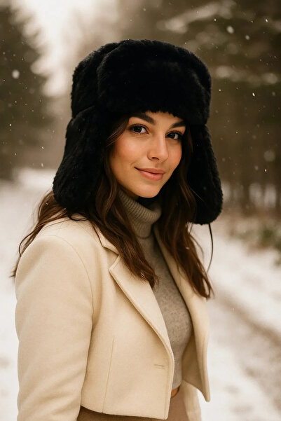 keisy Fur Lockable Women's Hat with Headphones