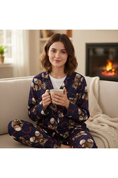 forte bella Patterned Top and Bottom Pajama Set