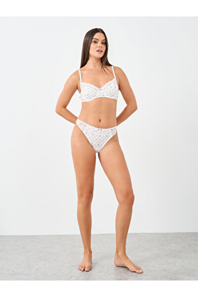 Styli Floral Non Padded Wired Bra and Thong Set