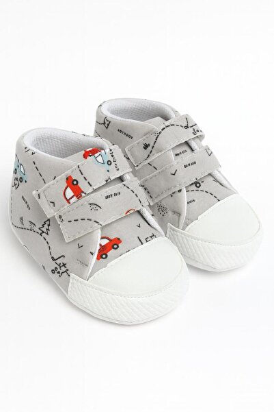 pufien Car Patterned Fabric Baby Shoes, Velcro Anti-Slip Sole